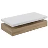 Image de Table basse avec 2 tiroirs en MDF - Naturel clair et blanc - FELIX