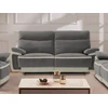 Image de Canapé 3 places relax électrique en velours METTI - Gris et bandes écru