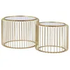 Image de Lot de 2 tables basses en métal et verre - Doré - FERIDA