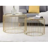 Image de Lot de 2 tables basses en métal et verre - Doré - FERIDA