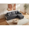 Image de Canapé d'angle convertible et réversible avec rangements et poufs en tissu anthracite SELIM