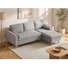 Image de Canapé d'angle convertible et réversible en tissu gris clair avec coffre de rangement KORI