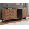 Image de Buffet 3 portes et 3 tiroirs - MDF - Naturel et noir - CARATANA