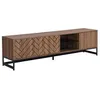 Image de Meuble TV avec 3 portes et 2 niches - MDF - Naturel et noir - CARATANA