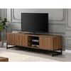 Image de Meuble TV avec 3 portes et 2 niches - MDF - Naturel et noir - CARATANA