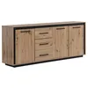 Image de Buffet 3 portes et 3 tiroirs en MDF - Naturel et noir - NALAMANE