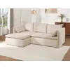 Image de Canapé D'angle Gauche Convertible En Velours Côtelé Beige Teodora