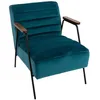 Image de Fauteuil cosy en velours Hutch Bleu - AMADEUS - Vintage - 1 place - Avec accoudoirs - Relaxation