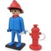 Image de Figurine de collection - PLASTOY - Playmobil - Pompier - Résine - 21 cm