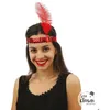 Image de Bandeau Charleston Sequins avec Plume Rouge - PTIT CLOWN - Accessoire de déguisement