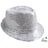 Image de Chapeau À Paillettes - Argent - Borsalino - Déguisement - Disco - Année 80 - Taille Unique