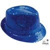 Image de Chapeau À Paillettes - Bleu - Borsalino - Déguisement - Disco - Année 80 - Taille Unique