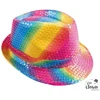 Image de Chapeau À Paillettes - Multi Couleur - Borsalino - Déguisement - Disco - Année 80 - Taille Unique
