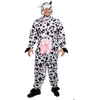 Image de Déguisement - Vache Adulte PtitClown - Combinaison à capuche - Fermeture éclair - Blanc