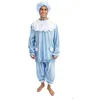 Image de Déguisement - PTIT CLOWN - Déguisement Bébé EVG Homme Bleu Clair - Tunique bleue et blanche - Chapeau à mentonnière - Pantalon court