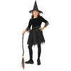 Image de P'tit Clown - Déguisement Sorcière Noire Fille - Se Déguiser, Cosplay Pour Halloween - Thème(s) : Sorcellerie - Taille 7/9 Ans