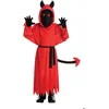 Image de Déguisement enfant - PTIT CLOWN - PTIT CLOWN - Diable rouge/noir - 5-6 ans - Tunique capuche ceinture et gants