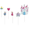 Image de Piques à Gâteau - PTIT CLOWN - Lot de 6 - Princesses - Bois et Carton - 20 cm