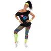Image de Déguisement Femme Années 80 - PTIT CLOWN - Legging - Jaune Fluo - Taille Unique - Costume Disco