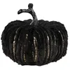 Image de Décoration de table - PTITCLOWN - Citrouille en velours - Noir et doré - 18x22 5 cm - Halloween