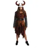 Image de Déguisement - PTIT CLOWN - Viking Femme - Marron - Léger - Casque robe ceinture