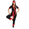 Image de Déguisement - PTIT CLOWN - Déguisement Ninja Femme - Noir & Rouge - Polyester - Léger et confortable