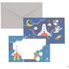 Image de Carton dinvitation - PTIT CLOWN - Lot de 8 - Espace - Bleu - Enfant