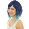 Image de Perruque mi longue tie and dye bleue luxe adulte