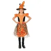 Image de Costume Enfant - PTIT CLOWN - Sorcière Citrouille Fille - Orange - 5-6 ans - Polyester