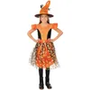 Image de P'tit Clown - Costume Sorcière Fille - Doré - Robe, Chapeau - Déguisement Halloween Enfant - Cosplay, Fêtes - Taille 7-9 Ans