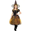 Image de P'tit Clown - Costume Sorcière Fille - Doré - Robe, Chapeau - Déguisement Halloween Enfant - Cosplay, Fêtes - Taille 3-4 Ans