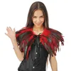 Image de Cape gothique - PTIT CLOWN - 24248 - plumes - noir/rouge - carnaval Halloween cosplay