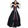 Image de Déguisement Femme - PTIT CLOWN - Vampire Elégante - Robe satin noir/bordeaux - Grand col rigide - Cerceau pop-up