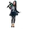 Image de Déguisement Femme - PTIT CLOWN - Squelette Femme - Polyester - Complet (robe legging ceinture) - Léger