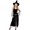 Image de Déguisement - Sorcière des ténèbres femme - Longue robe noire - Voilage sur les bras - Chapeau