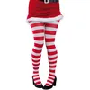 Image de Collant rayé opaque blanc et rouge - Fille - Enfant - Idéal pour déguisement de mère noël