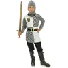 Image de P'tit Clown - Déguisement Chevalier Enfant - Costume Médiéval - Tunique, Cagoule, Ceinture, Cache Bottes - Taille 7-9 Ans
