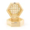 Image de Boite en bois hexagonale et couvercle cannage 13 x 11 x 6 cm