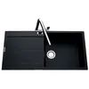 Image de EWI Evier cuisine à encastrer 1 grand bac + 1 égouttoir Tamaris - Granit - 100 x 50 cm - Noir