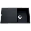 Image de EWI Evier cuisine à encastrer 1 bac + 1 égouttoir Tamaris - Granit - 86 x 50 cm - Noir