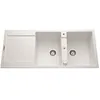 Image de EWI Evier cuisine à encastrer 2 bacs + 1 égouttoir Tamaris - Granit - 116 x 50 cm - Blanc