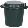 Image de ALUMINIUM ET PLASTIQUE Poubelle immeuble avec couvercle crochet noir - 80L
