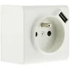 Image de Prise 2P+T et USB en saillie - Blanc - Zenitech
