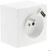 Image de Prise saillie 2P+T + USB 24A - blanc - Zenitech