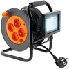 Image de Enrouleur électrique 4 x 2P+T + projecteur LED 15m - Orange - Zenitech