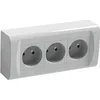 Image de Bloc 3 prises avec terre saillie - Legrand - 2P+T 16A - Blanc - Rectangulaire - 90mm - 185mm - Horizontal