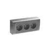 Image de Bloc 3 prises avec terre saillie - Gris aluminium - Rectangulaire - Prêt à poser - 2P+T - 16A
