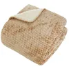 Image de Plaid flanelle effet sherpa Lyno beige lin 170x130cm - Atmosphera Créateur dintérieur