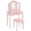Image de Coiffeuse Et Tabouret Enfant Sissi Rose L60cm - Atmosphera