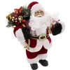 Image de Père Noël Déco A Poser - ATMOSPHERA - Soir - 30 cm - Velours Rouge & Blanc - Pratique & Utile